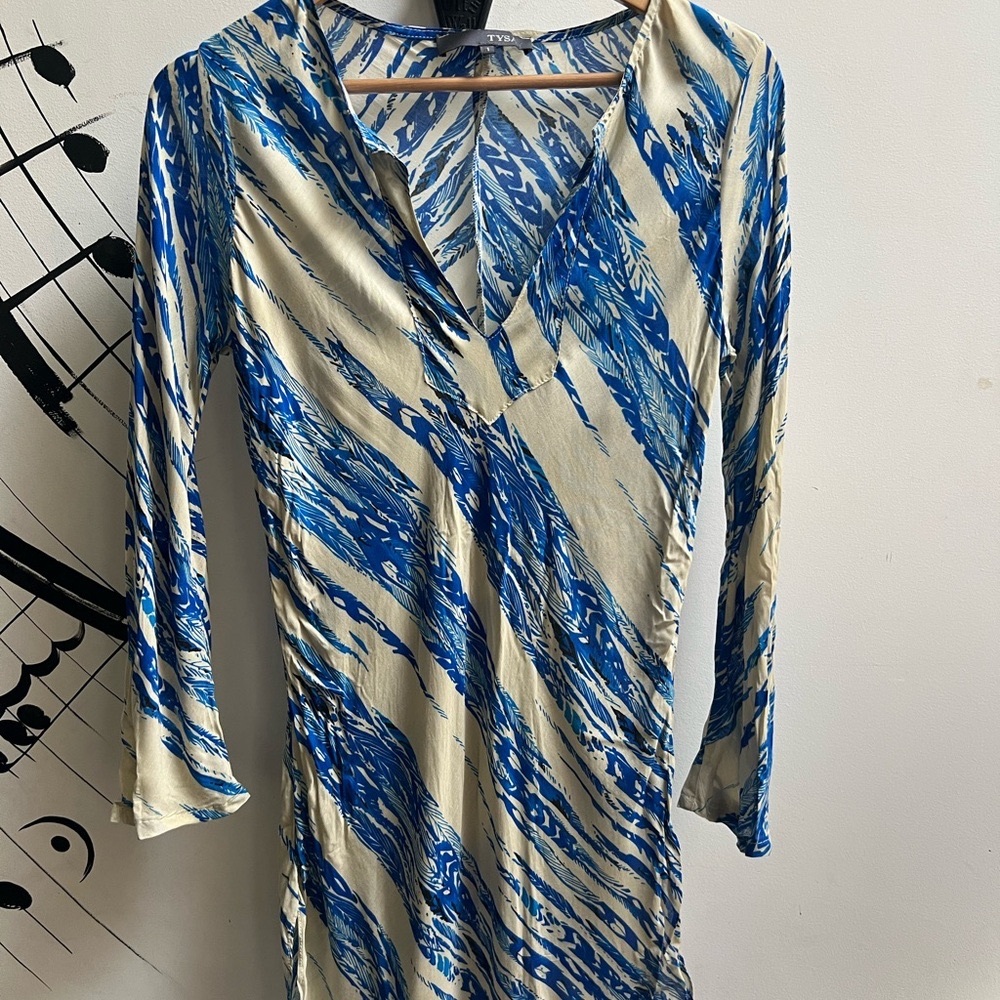 Blue and Cream Patterned Dress